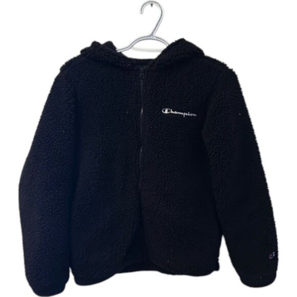 Champion black junior zip-up hooded teddy jacket size M - Picture 2 of 5